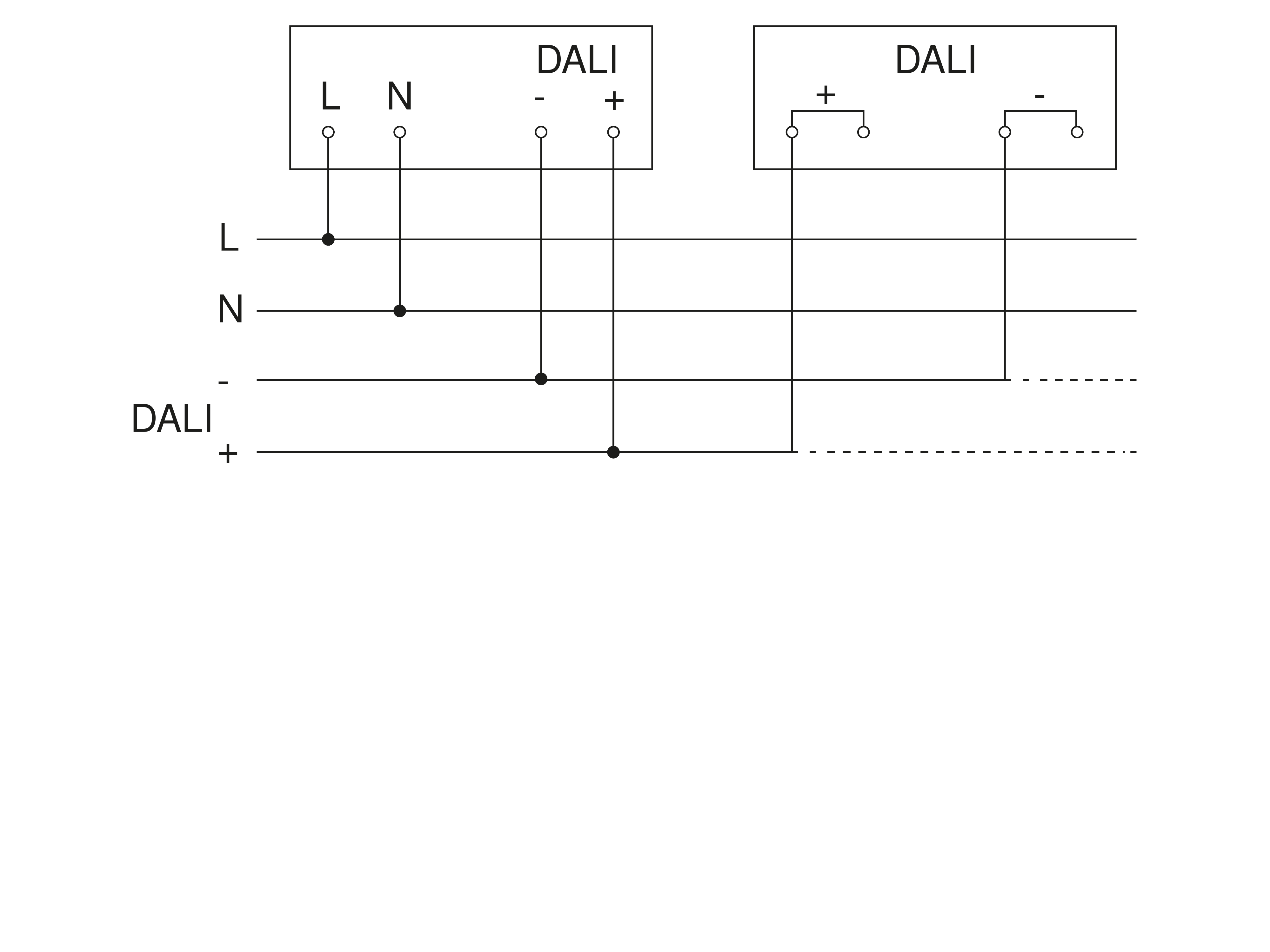 Schaltplan Vernetzung DALI-2 APC mit DALI-2 IPD